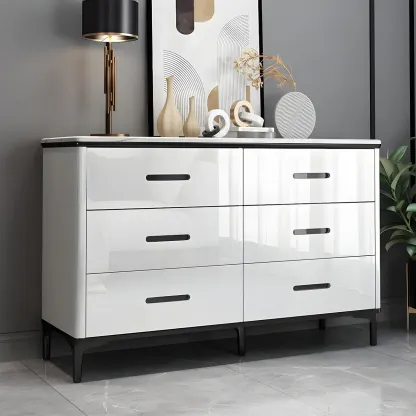 Glam Wooden White Dresser with 6-Drawers for Bedroom Storage Image - 1