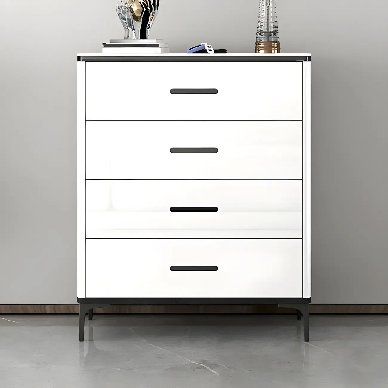 Glam Wooden White Dresser with 6-Drawers for Bedroom Storage Image - 2