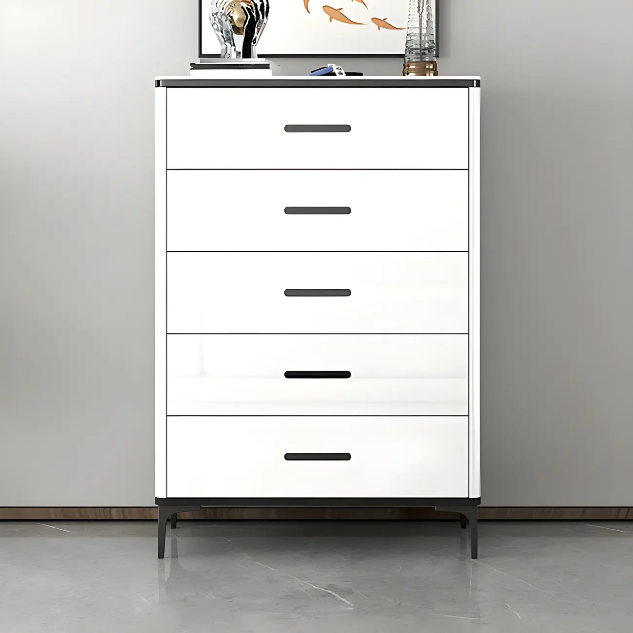Glam Wooden White Dresser with 6-Drawers for Bedroom Storage Image - 3 | homeyfad