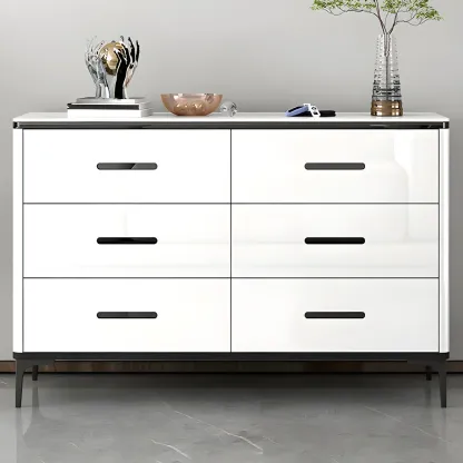 Glam Wooden White Dresser with 6-Drawers for Bedroom Storage Image - 5