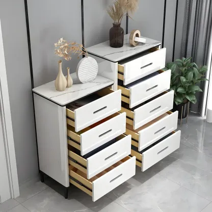Glam Wooden White Dresser with 6-Drawers for Bedroom Storage Image - 6