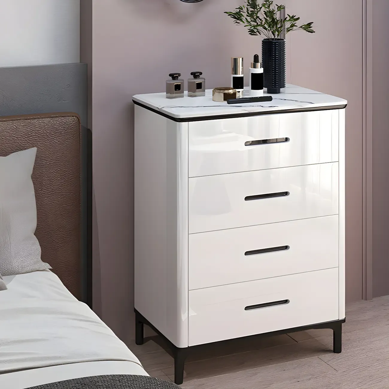 Glam Wooden White Dresser with 6-Drawers for Bedroom Storage Image - 8