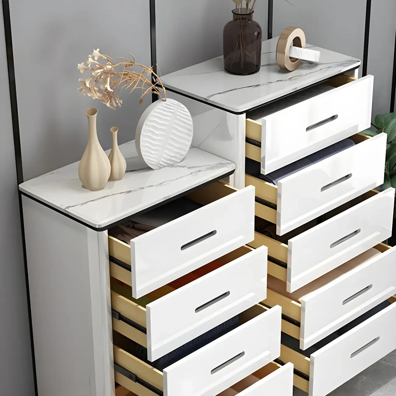 Glam Wooden White Dresser with 6-Drawers for Bedroom Storage Image - 11