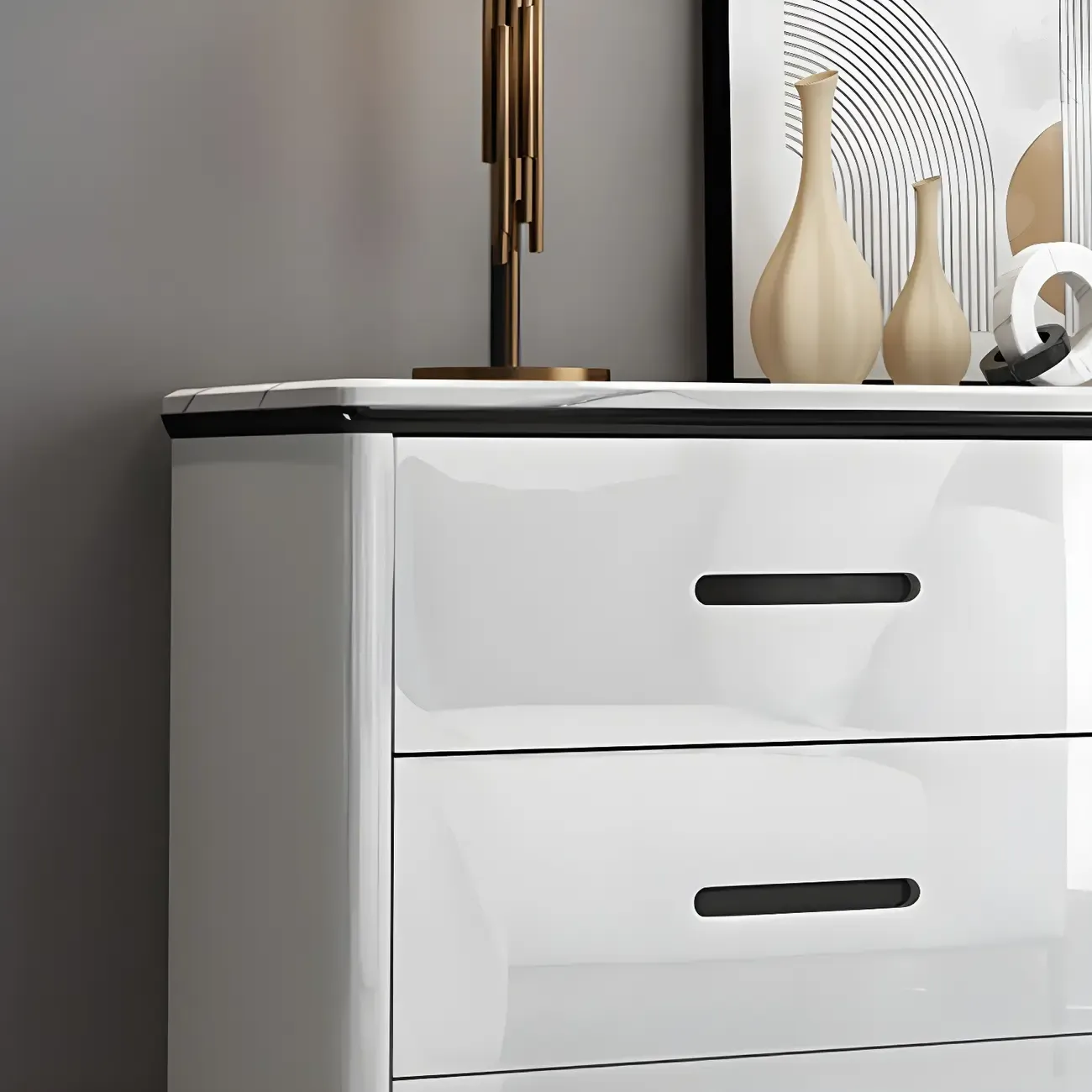 Glam Wooden White Dresser with 6-Drawers for Bedroom Storage Image - 12