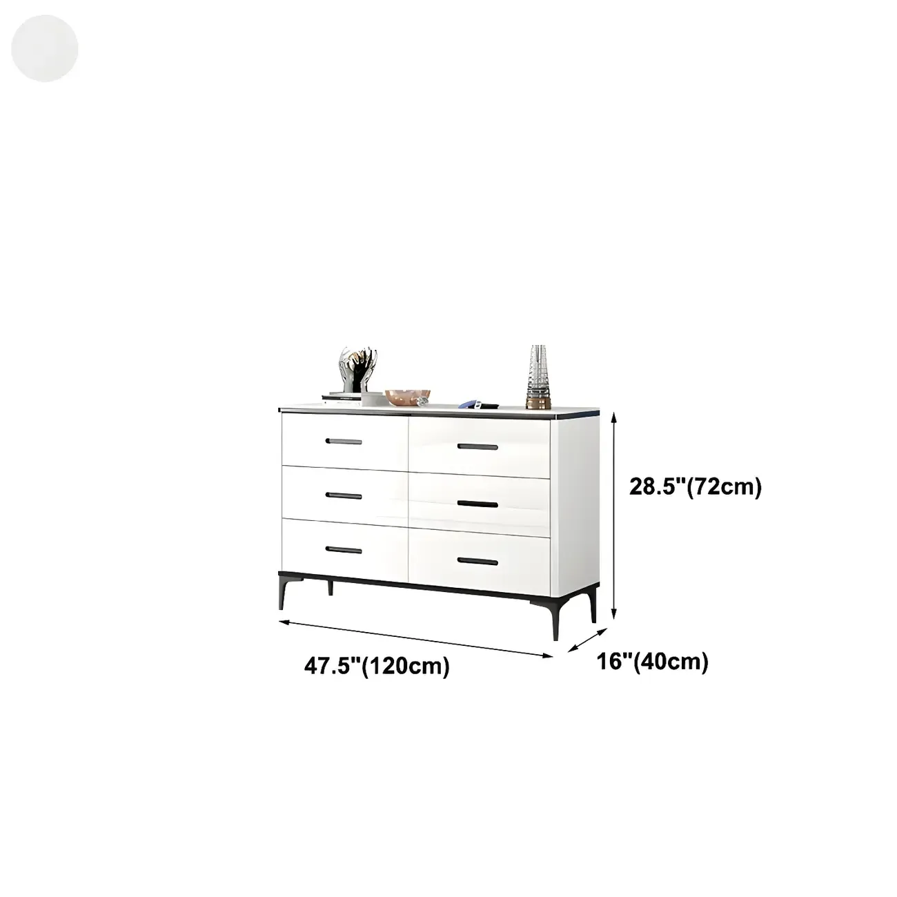 Glam Wooden White Dresser with 6-Drawers for Bedroom Storage Image - 15