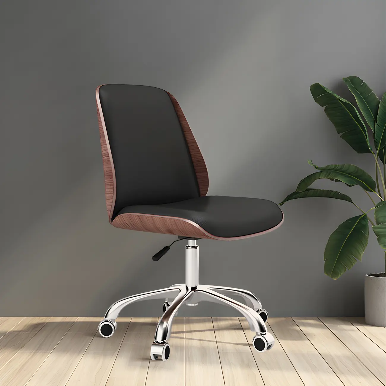 Modern Leather Upholstered Swivel Office Chair Image - 11 | homeyfad