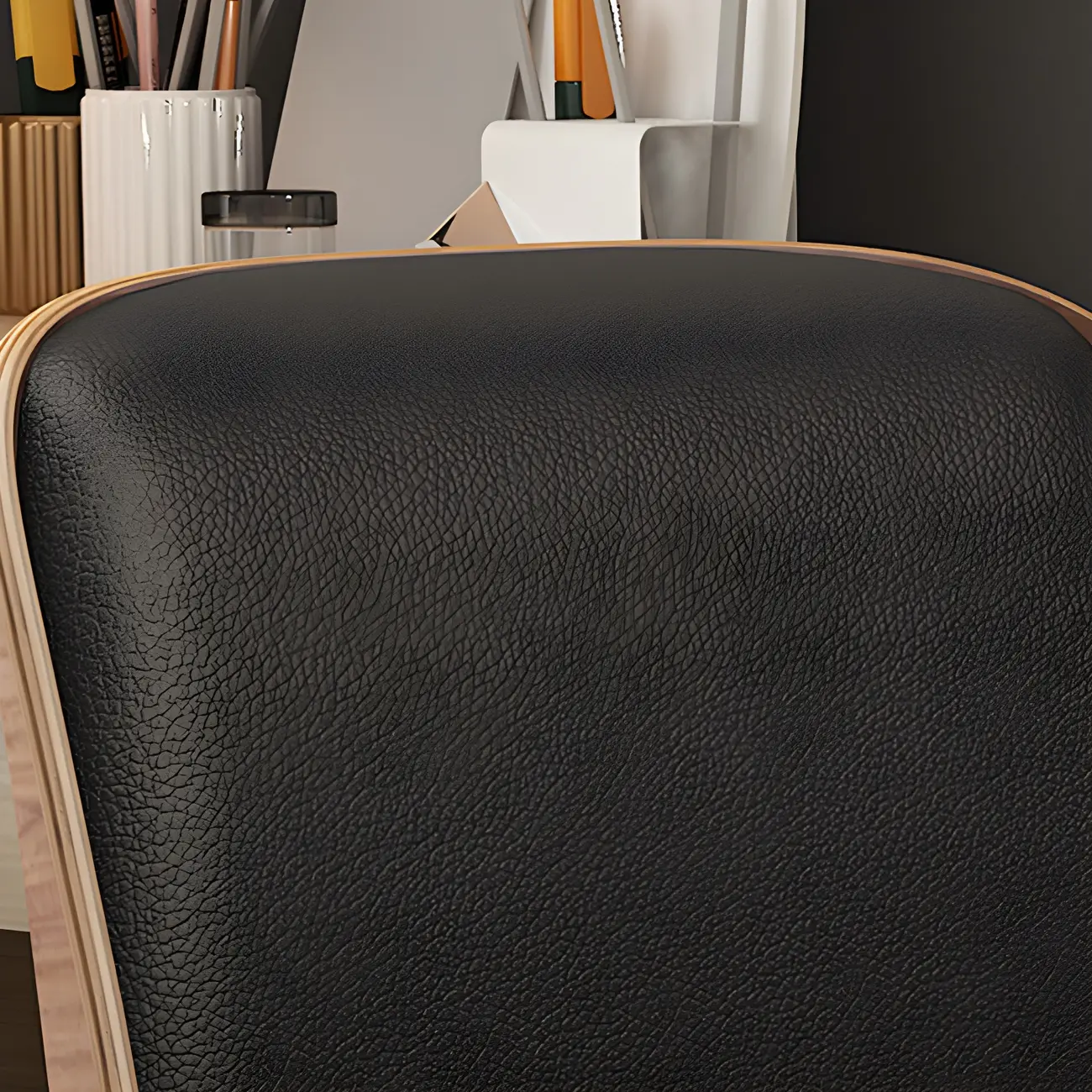 Modern Leather Upholstered Swivel Office Chair Image - 8 | homeyfad