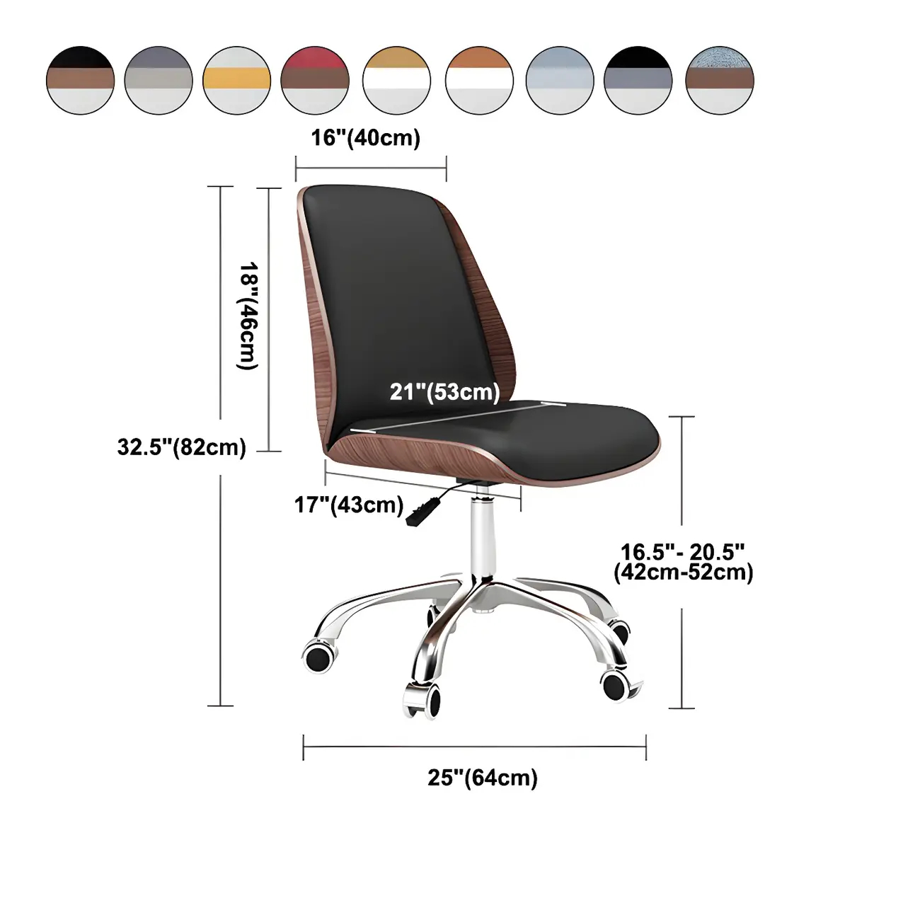 Modern Leather Upholstered Swivel Office Chair #size | homeyfad
