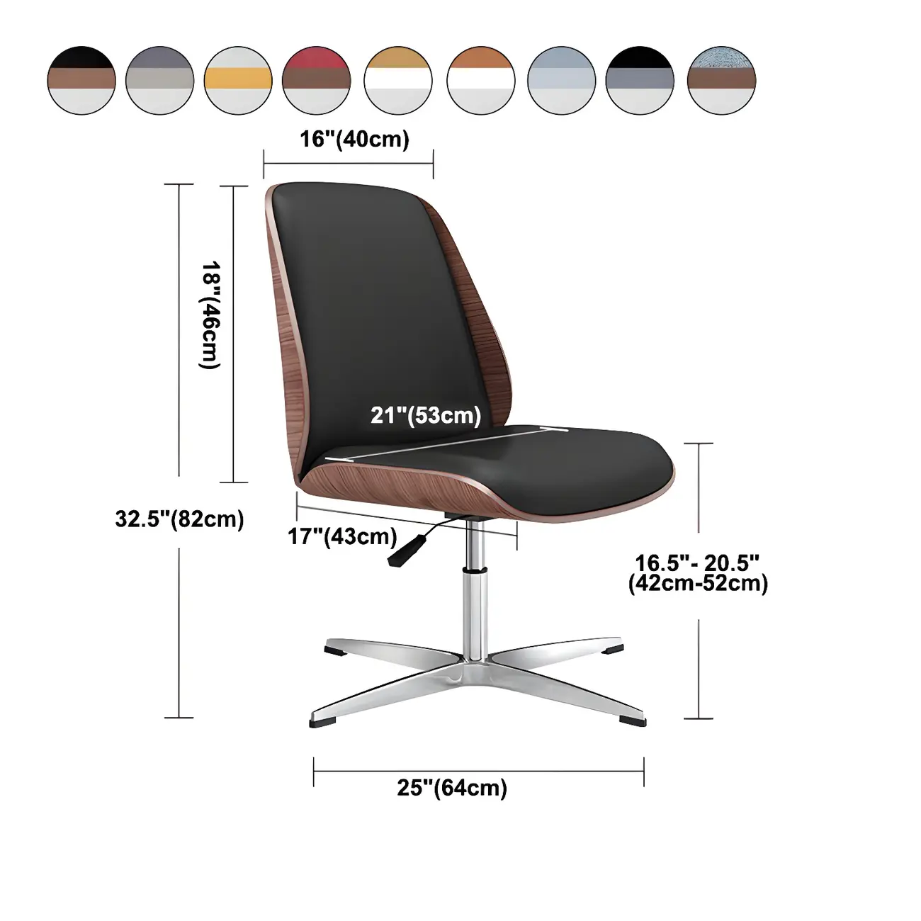 Modern Leather Upholstered Swivel Office Chair Image - 30 | homeyfad
