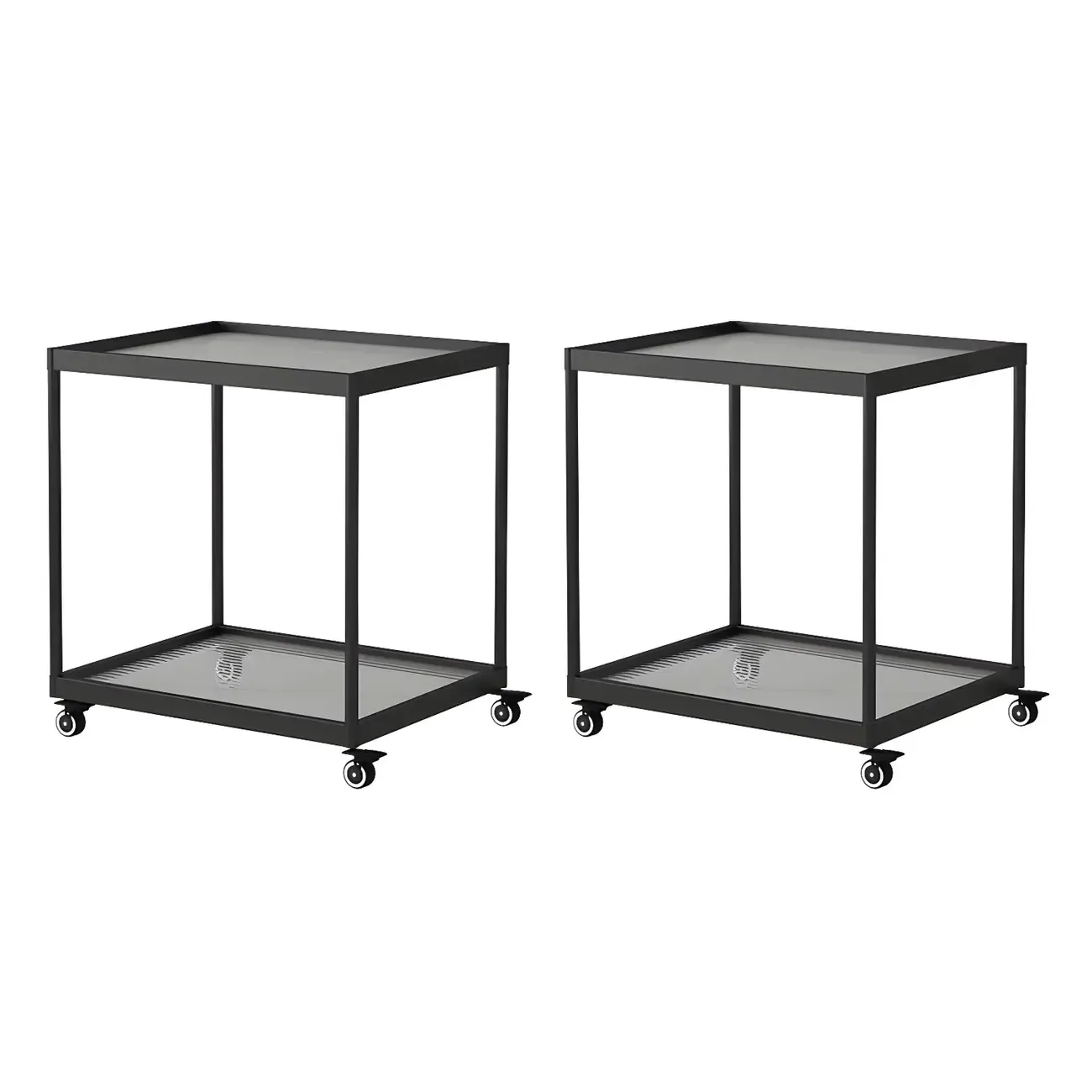 Gold Glass Rectangular Top Shelf Side Table on Wheels Image - 15