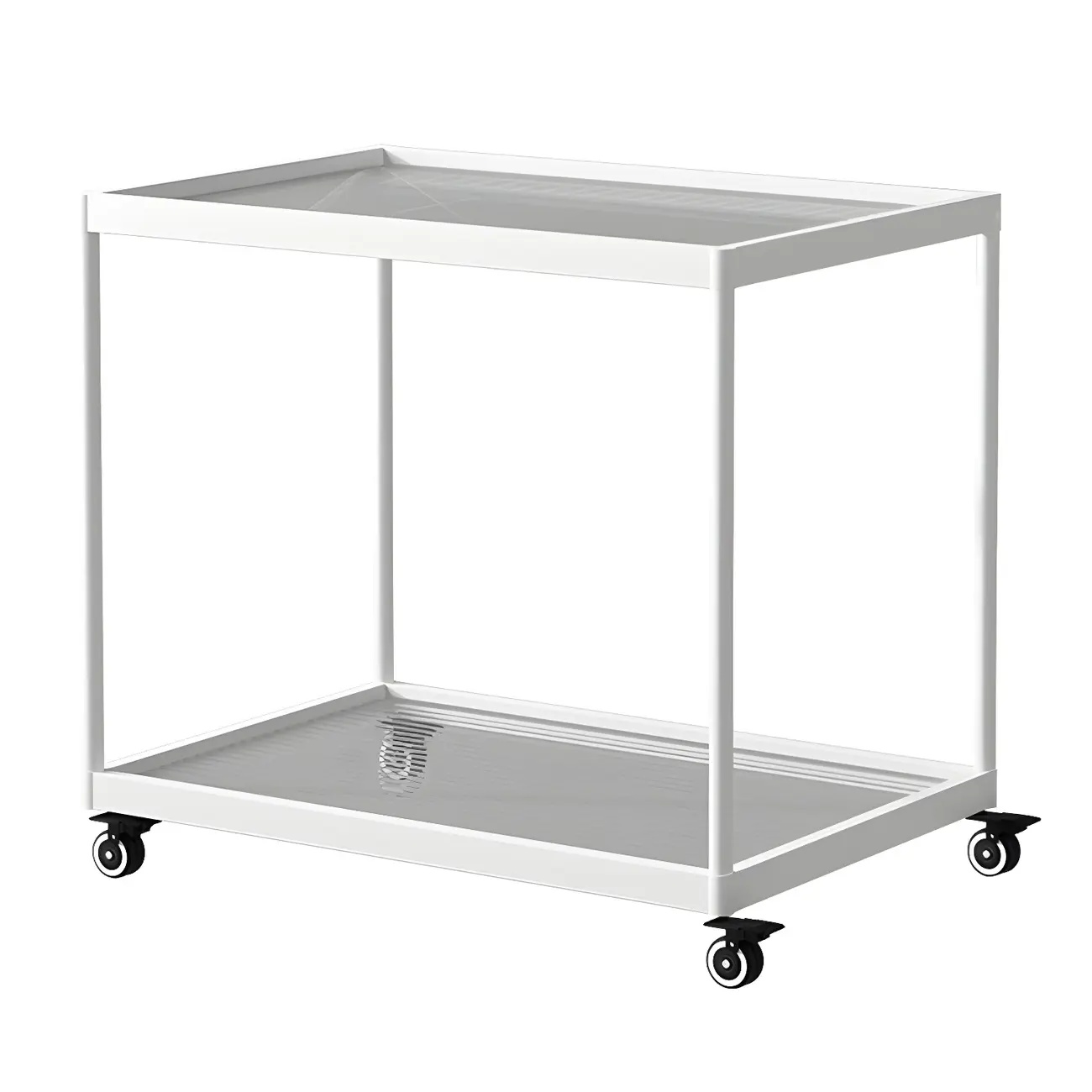 Gold Glass Rectangular Top Shelf Side Table on Wheels Image - 17 | homeyfad