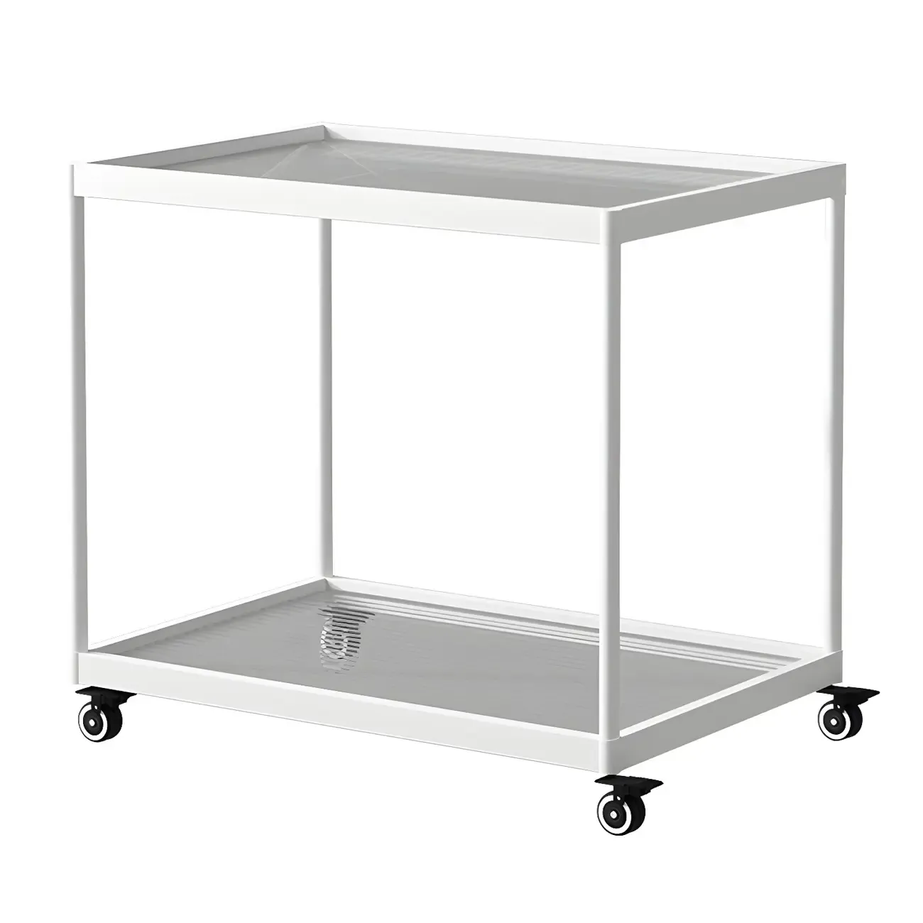 Gold Glass Rectangular Top Shelf Side Table on Wheels Image - 17