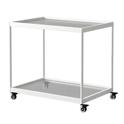 Gold Glass Rectangular Top Shelf Side Table on Wheels Image - 17