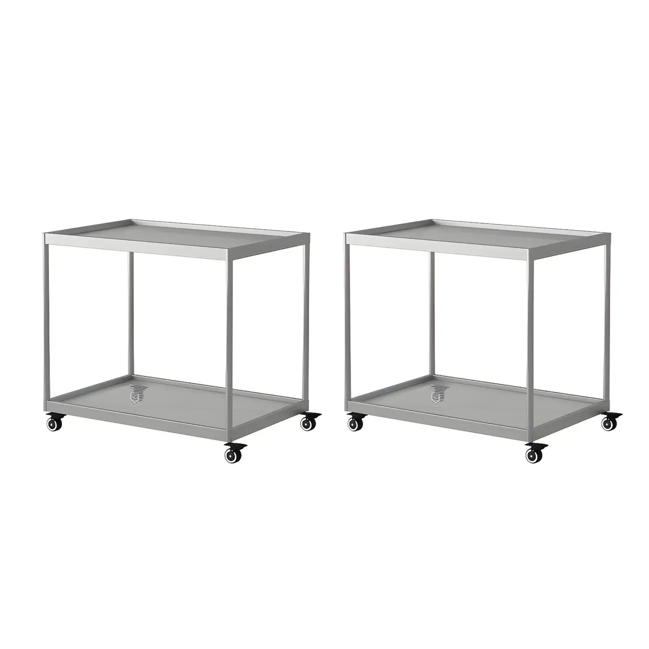 Gold Glass Rectangular Top Shelf Side Table on Wheels Image - 18