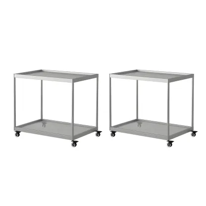 Gold Glass Rectangular Top Shelf Side Table on Wheels Image - 18