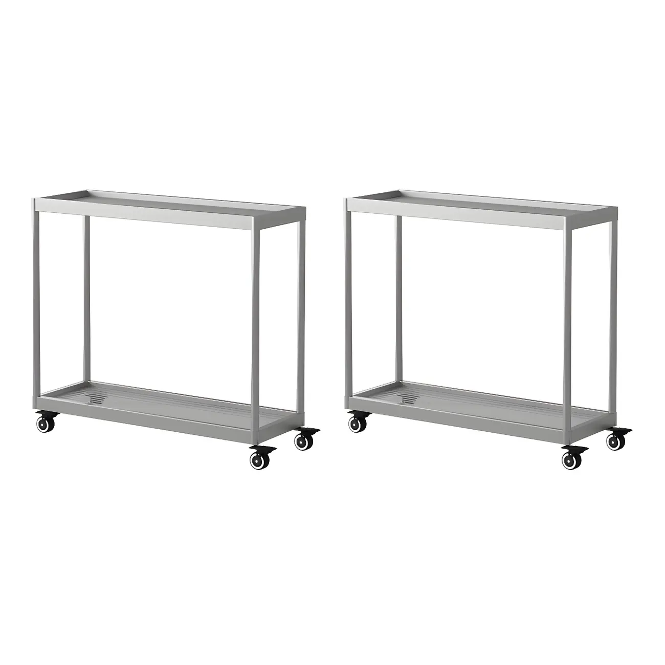 Gold Glass Rectangular Top Shelf Side Table on Wheels Image - 19 | homeyfad