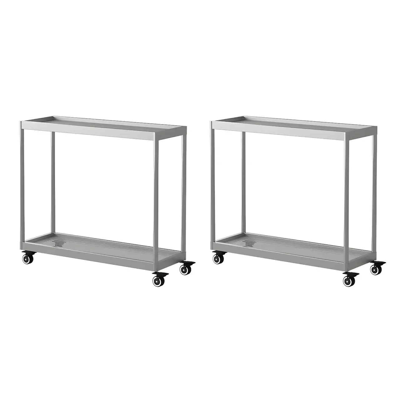 Gold Glass Rectangular Top Shelf Side Table on Wheels Image - 19