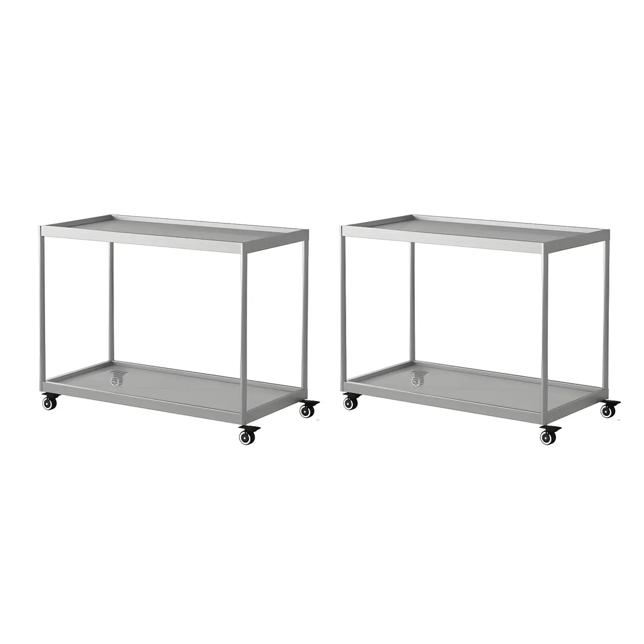 Gold Glass Rectangular Top Shelf Side Table on Wheels Image - 21 | homeyfad