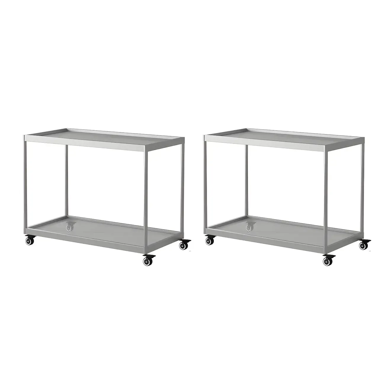 Gold Glass Rectangular Top Shelf Side Table on Wheels Image - 21