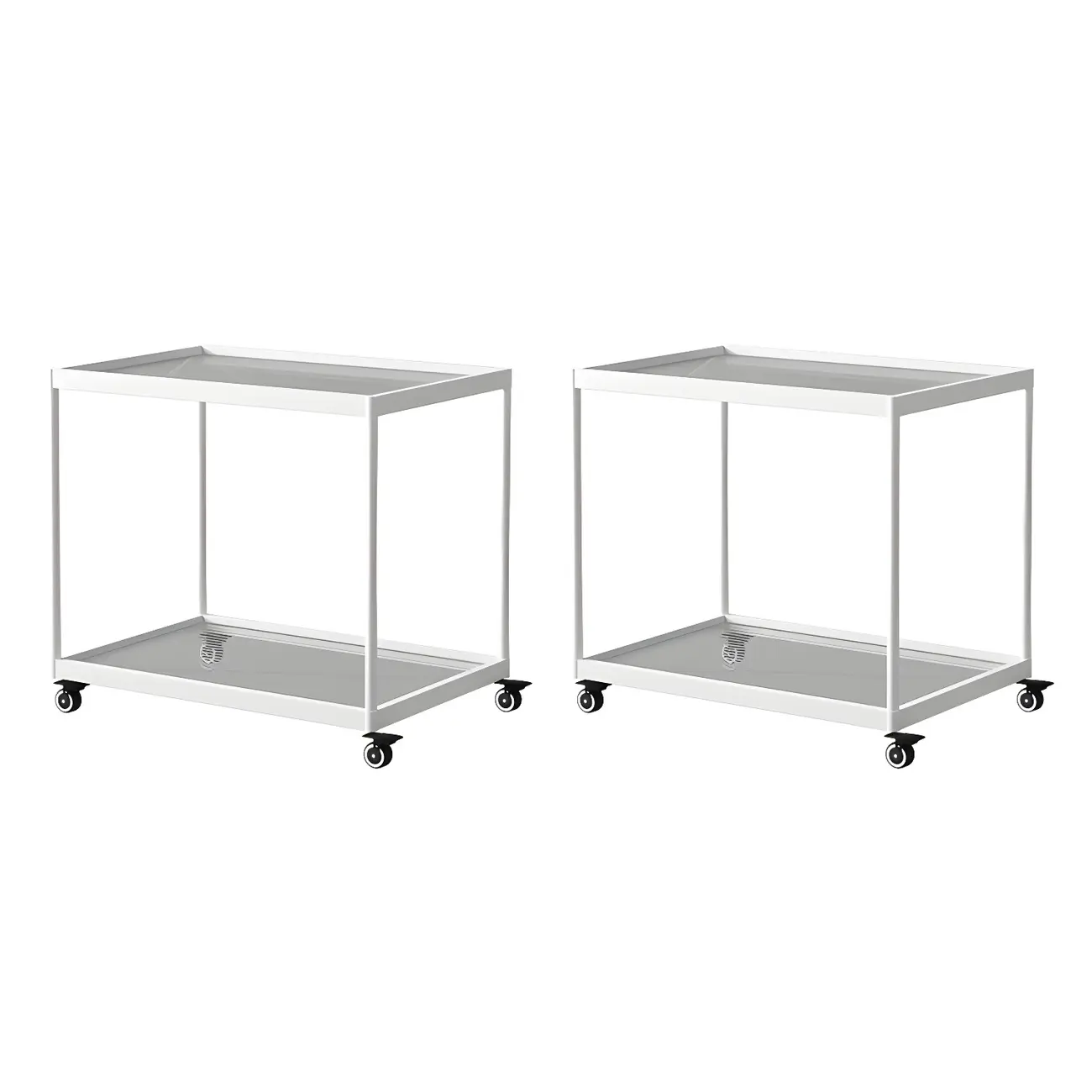 Gold Glass Rectangular Top Shelf Side Table on Wheels Image - 22 | homeyfad