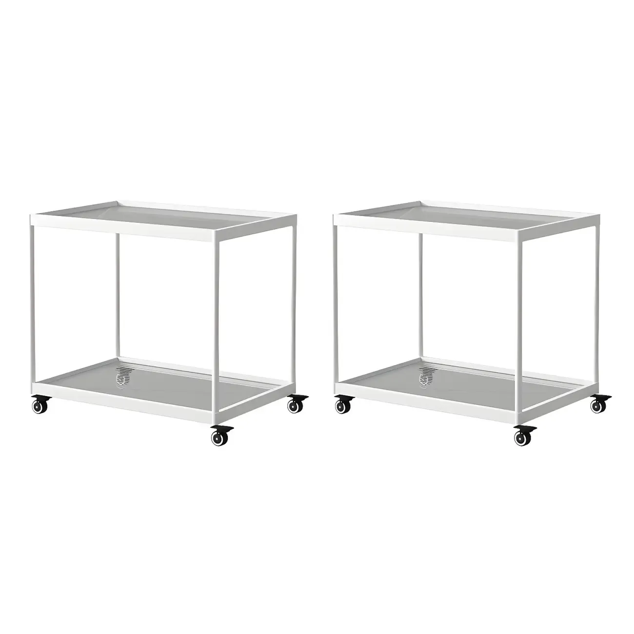 Gold Glass Rectangular Top Shelf Side Table on Wheels Image - 22