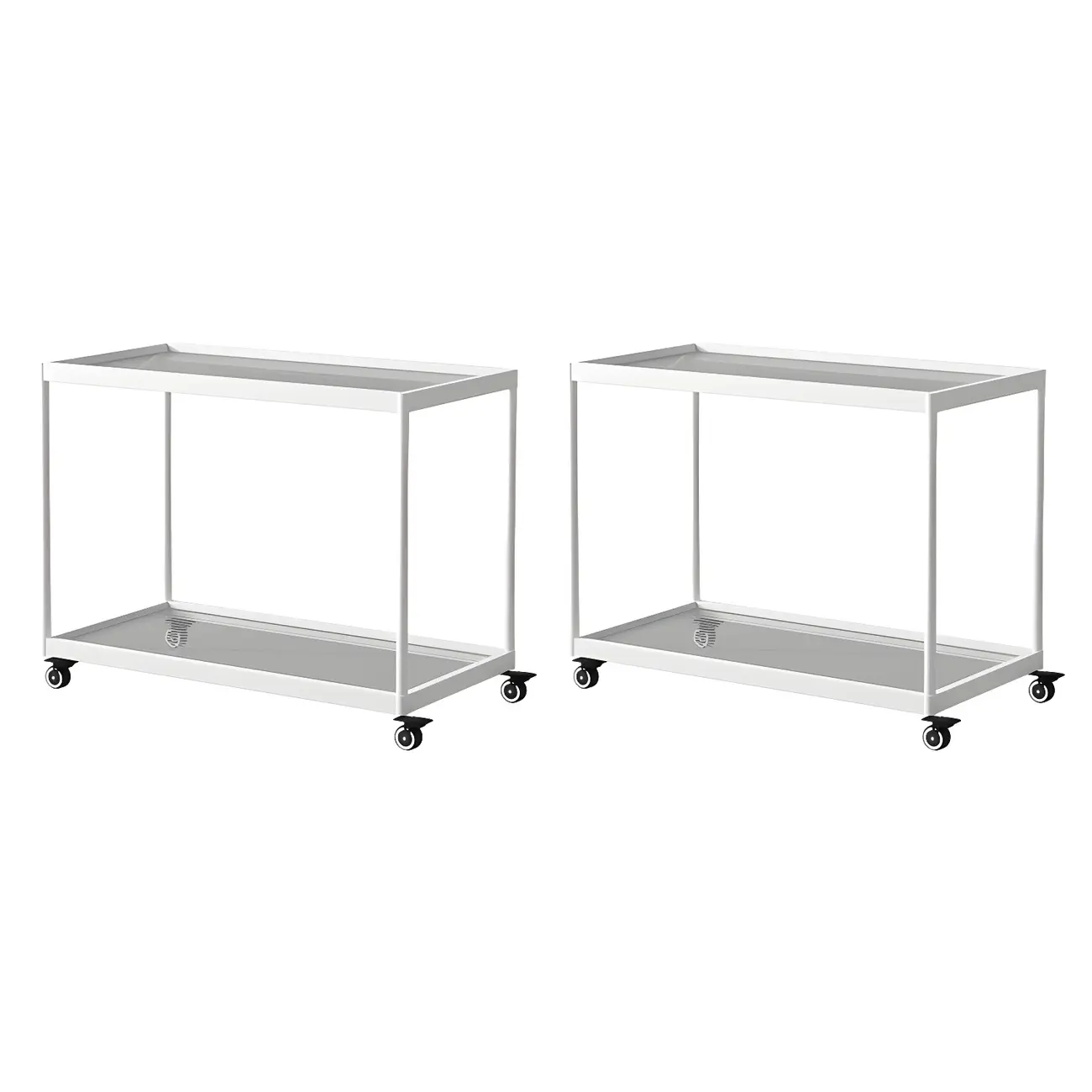 Gold Glass Rectangular Top Shelf Side Table on Wheels Image - 26 | homeyfad