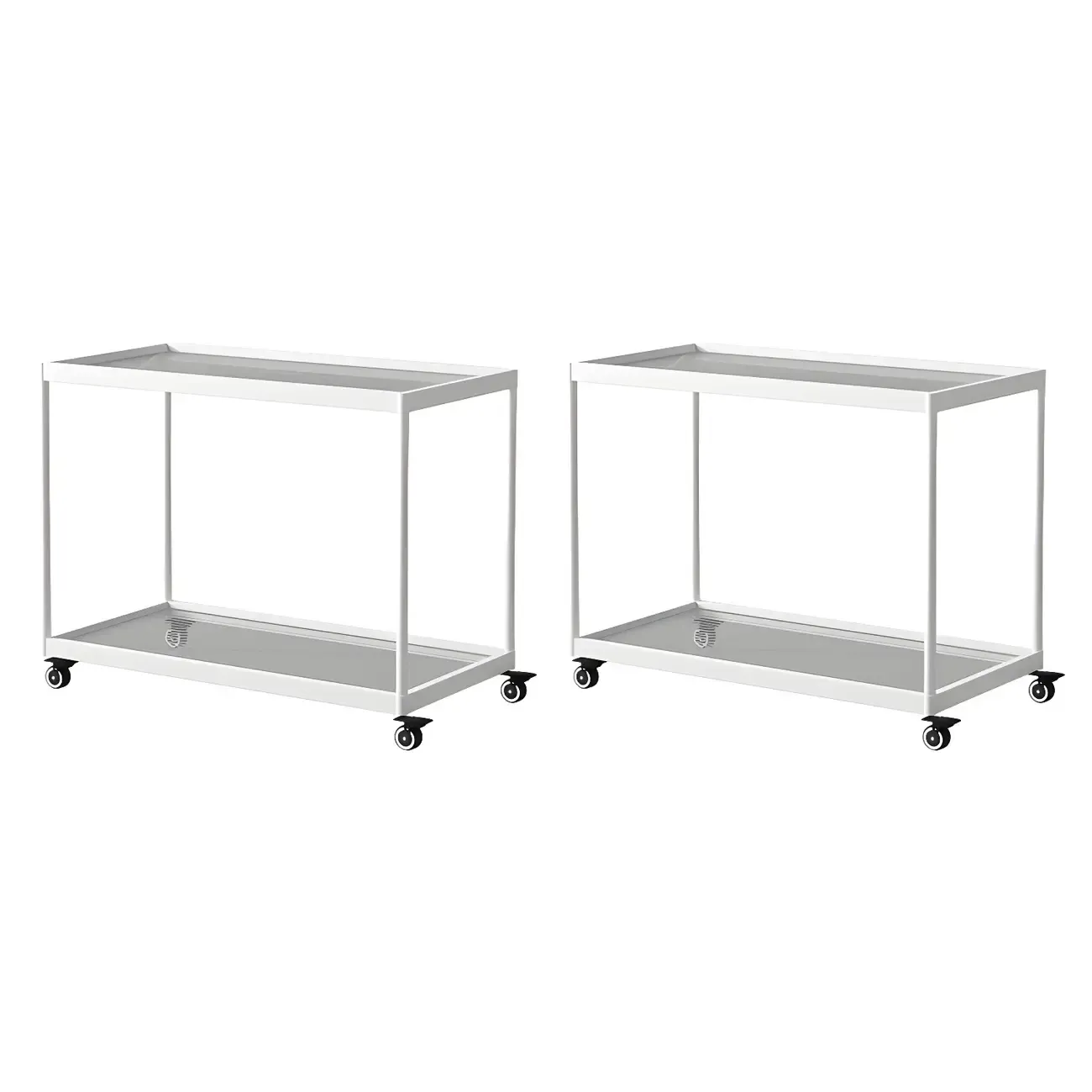 Gold Glass Rectangular Top Shelf Side Table on Wheels Image - 26