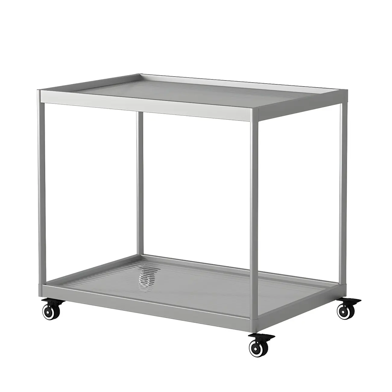 Gold Glass Rectangular Top Shelf Side Table on Wheels Image - 27 | homeyfad