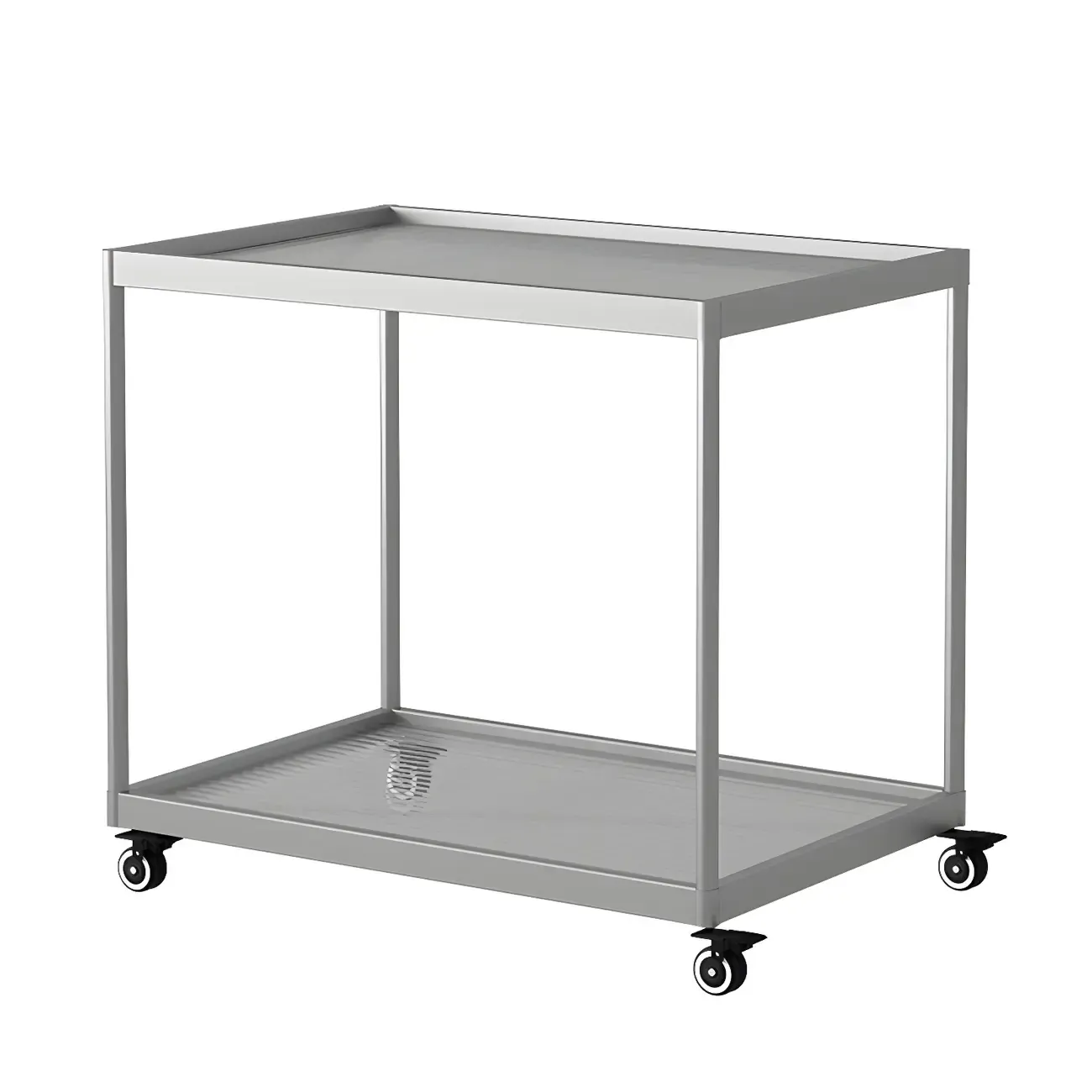 Gold Glass Rectangular Top Shelf Side Table on Wheels Image - 27