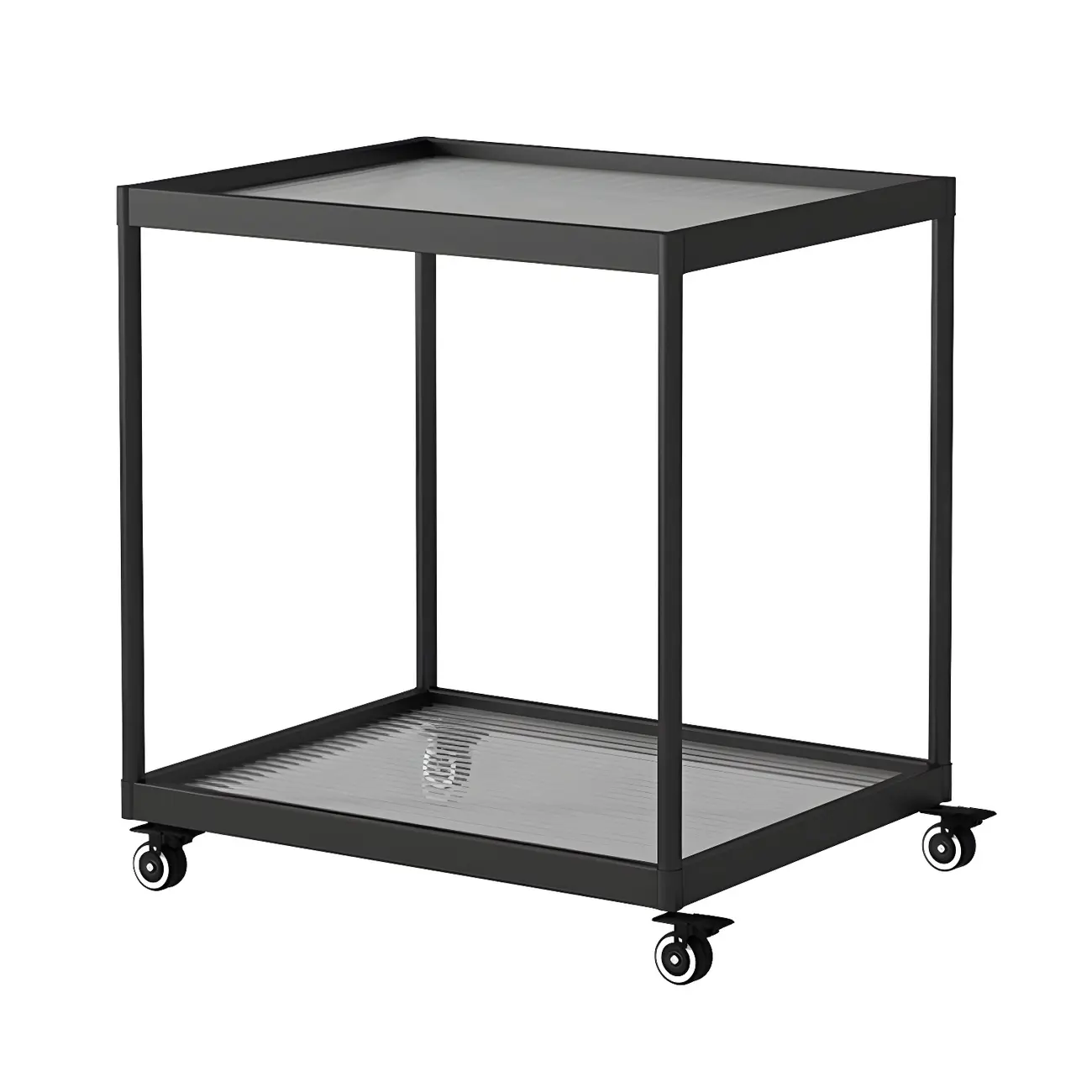 Gold Glass Rectangular Top Shelf Side Table on Wheels Image - 35 | homeyfad