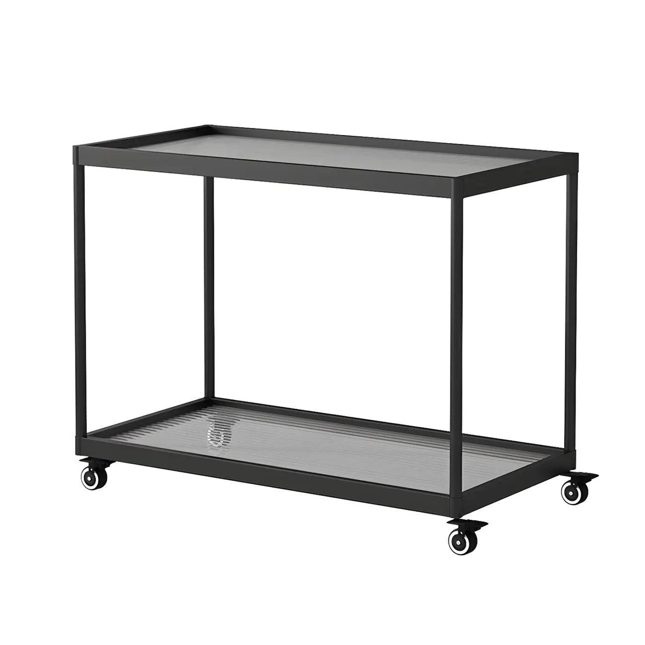 Gold Glass Rectangular Top Shelf Side Table on Wheels Image - 36 | homeyfad