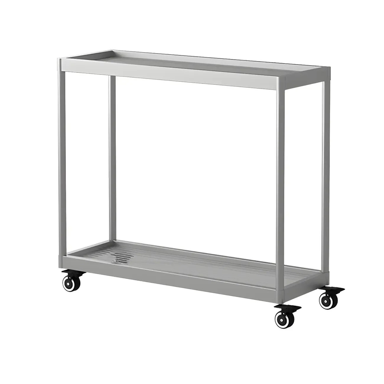 Gold Glass Rectangular Top Shelf Side Table on Wheels Image - 37