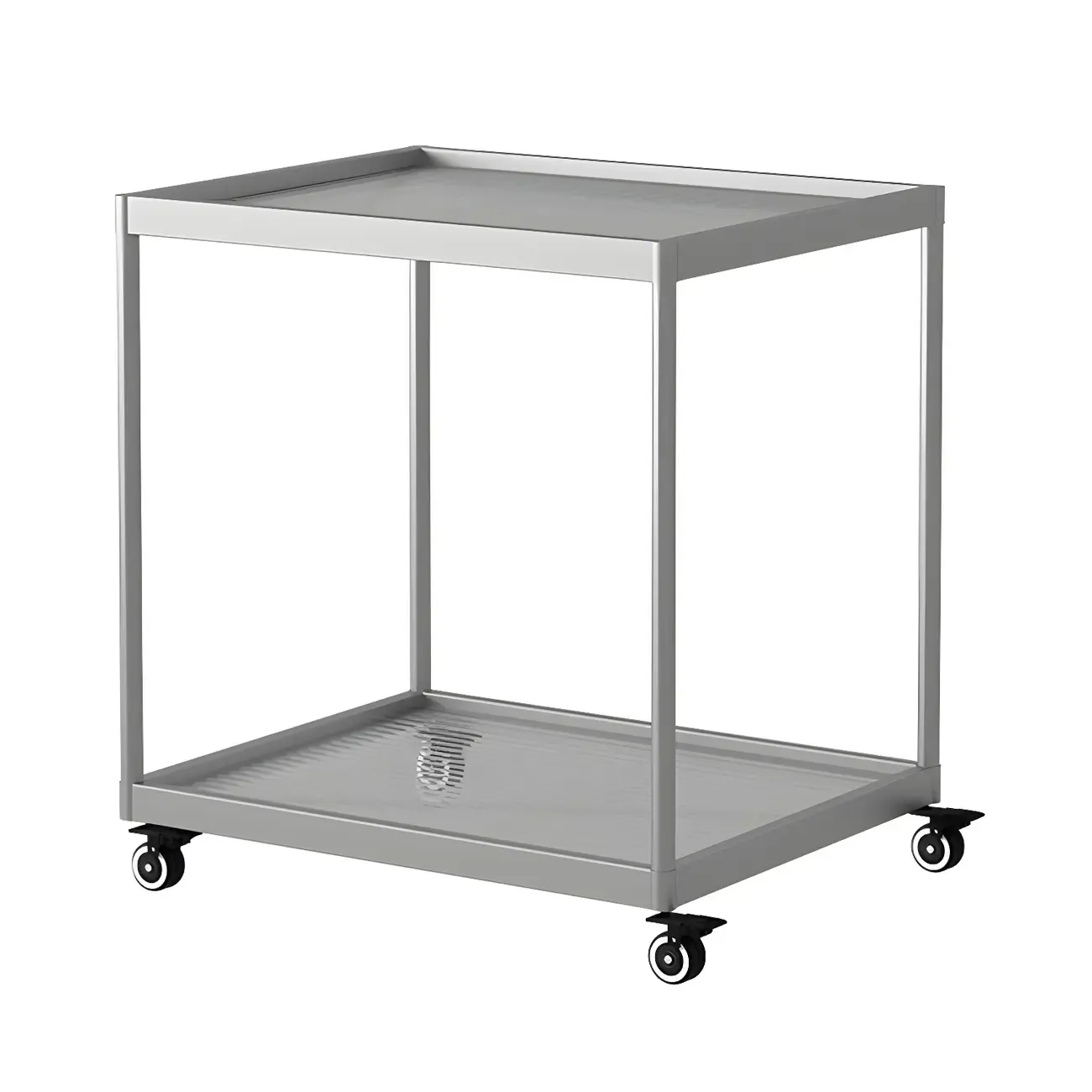 Gold Glass Rectangular Top Shelf Side Table on Wheels Image - 38