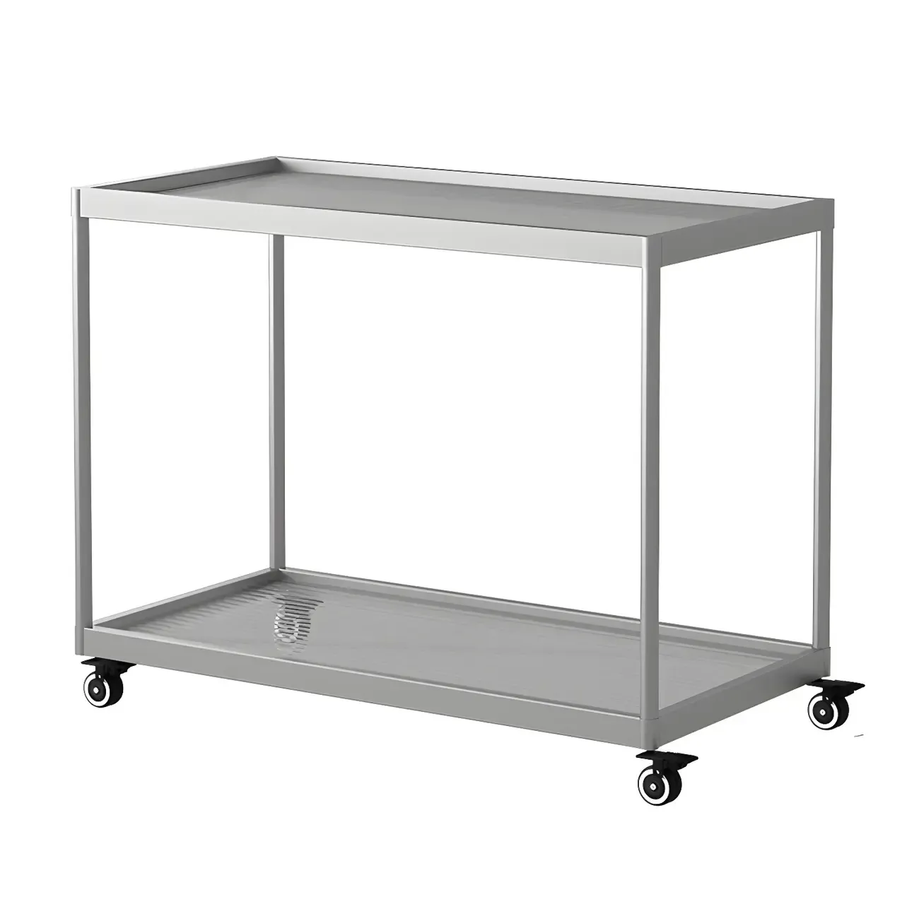 Gold Glass Rectangular Top Shelf Side Table on Wheels Image - 39