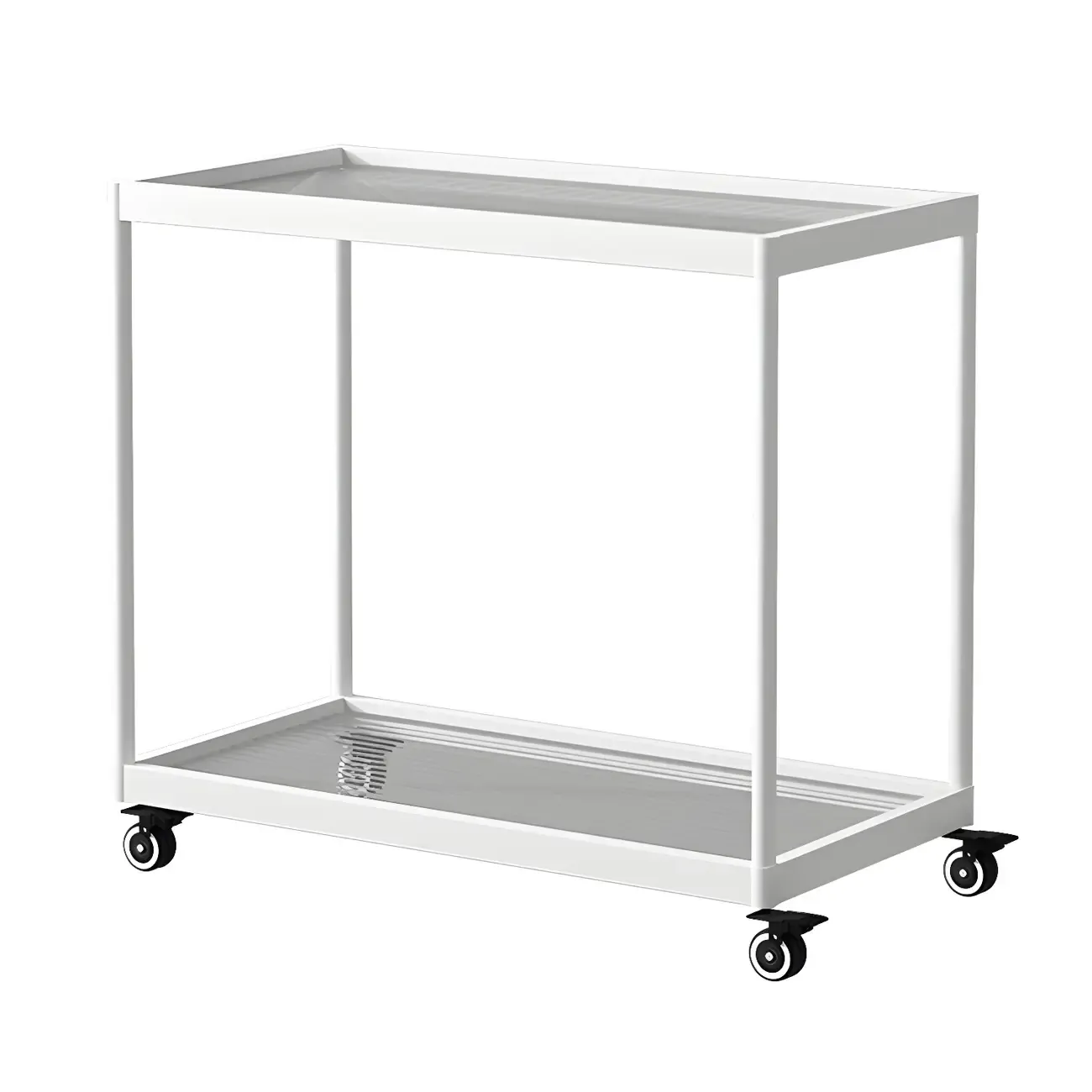 Gold Glass Rectangular Top Shelf Side Table on Wheels Image - 40