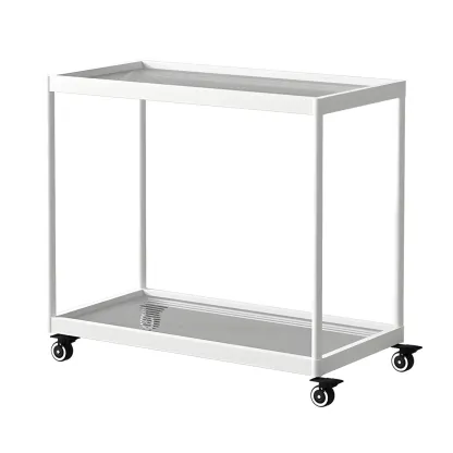 Gold Glass Rectangular Top Shelf Side Table on Wheels Image - 40