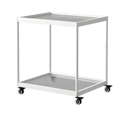 Gold Glass Rectangular Top Shelf Side Table on Wheels Image - 41