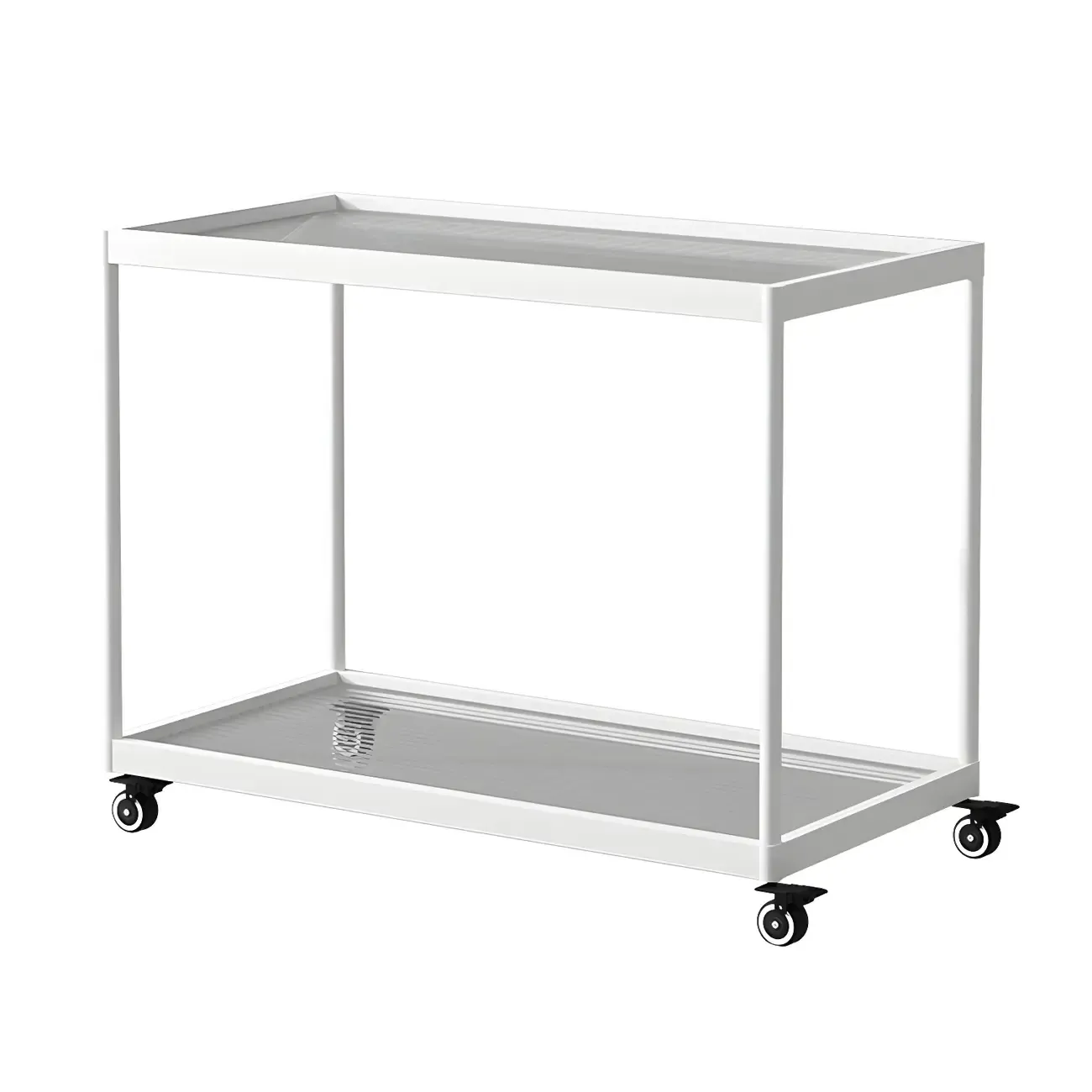 Gold Glass Rectangular Top Shelf Side Table on Wheels Image - 42