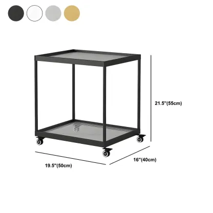 Gold Glass Rectangular Top Shelf Side Table on Wheels #size