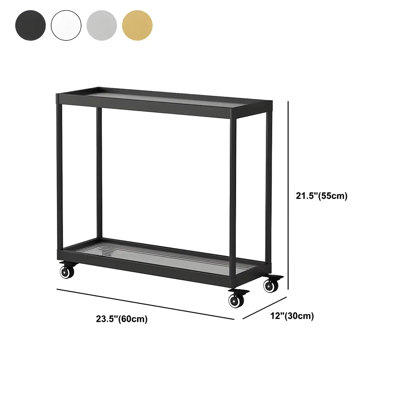 Gold Glass Rectangular Top Shelf Side Table on Wheels Image - 46
