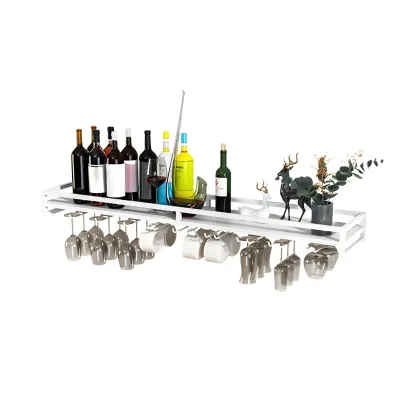 Glam Metal Wine Rack Black Wall Mounted with Holder Image - 8