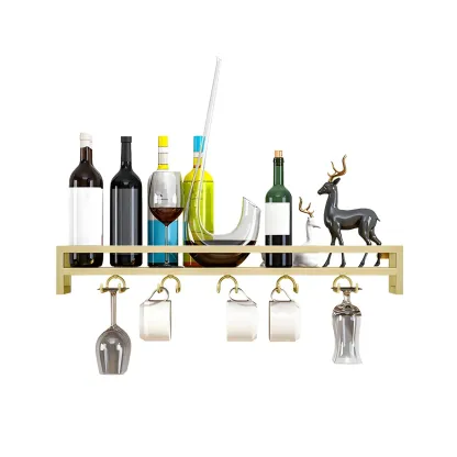 Glam Metal Wine Rack Black Wall Mounted with Holder Image - 9