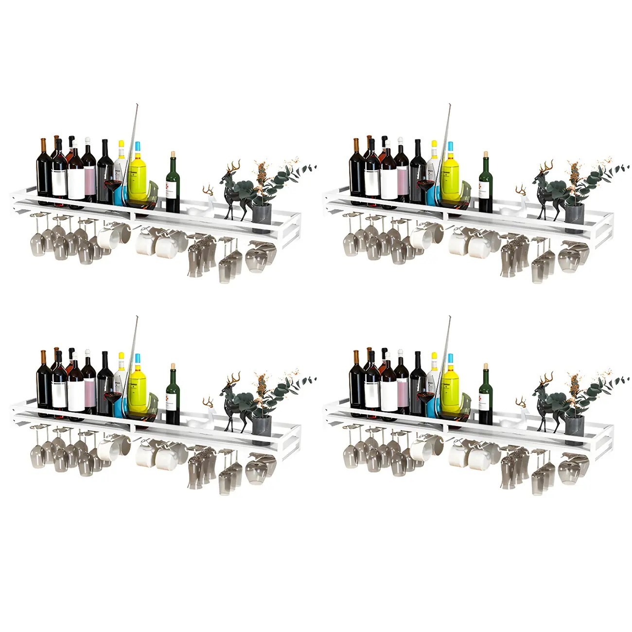 Glam Metal Wine Rack Black Wall Mounted with Holder Image - 12 | homeyfad