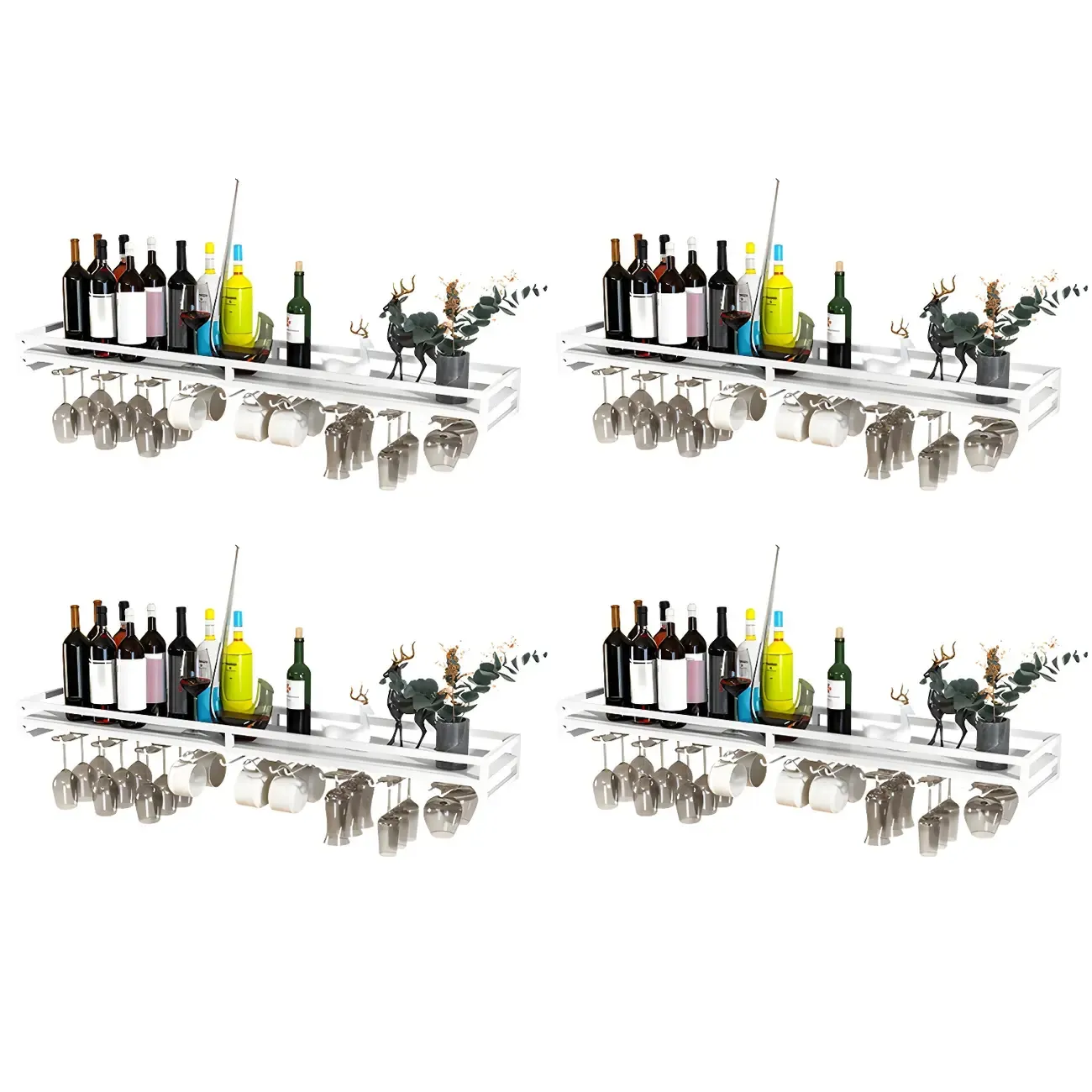 Glam Metal Wine Rack Black Wall Mounted with Holder Image - 12