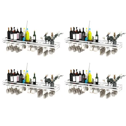 Glam Metal Wine Rack Black Wall Mounted with Holder Image - 12