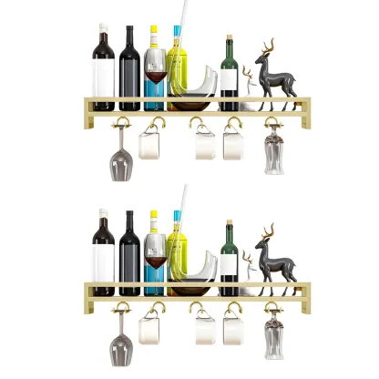 Glam Metal Wine Rack Black Wall Mounted with Holder Image - 16