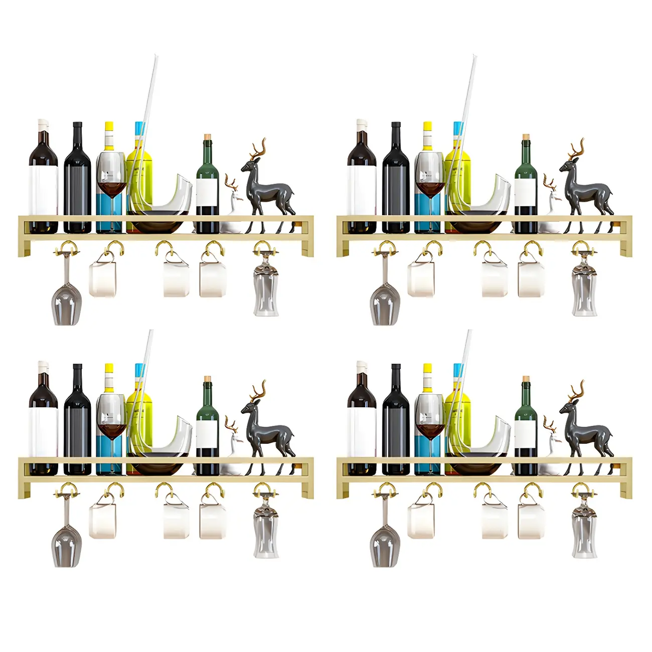 Glam Metal Wine Rack Black Wall Mounted with Holder Image - 18 | homeyfad