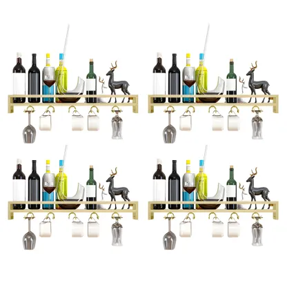 Glam Metal Wine Rack Black Wall Mounted with Holder Image - 18
