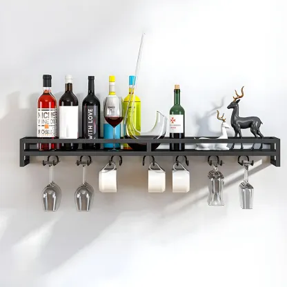 Glam Metal Wine Rack Black Wall Mounted with Holder Image - 26