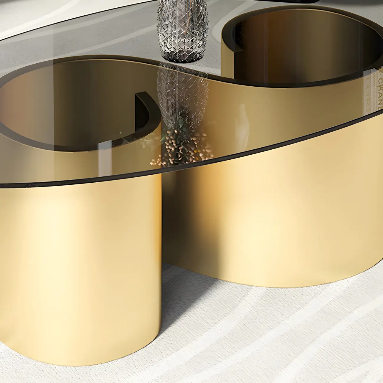 Modern Oval Glass Top Metal Base Coffee Table Image - 6 | homeyfad